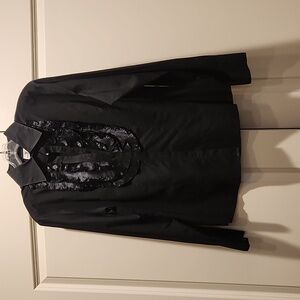 Women's black ruffle blouse